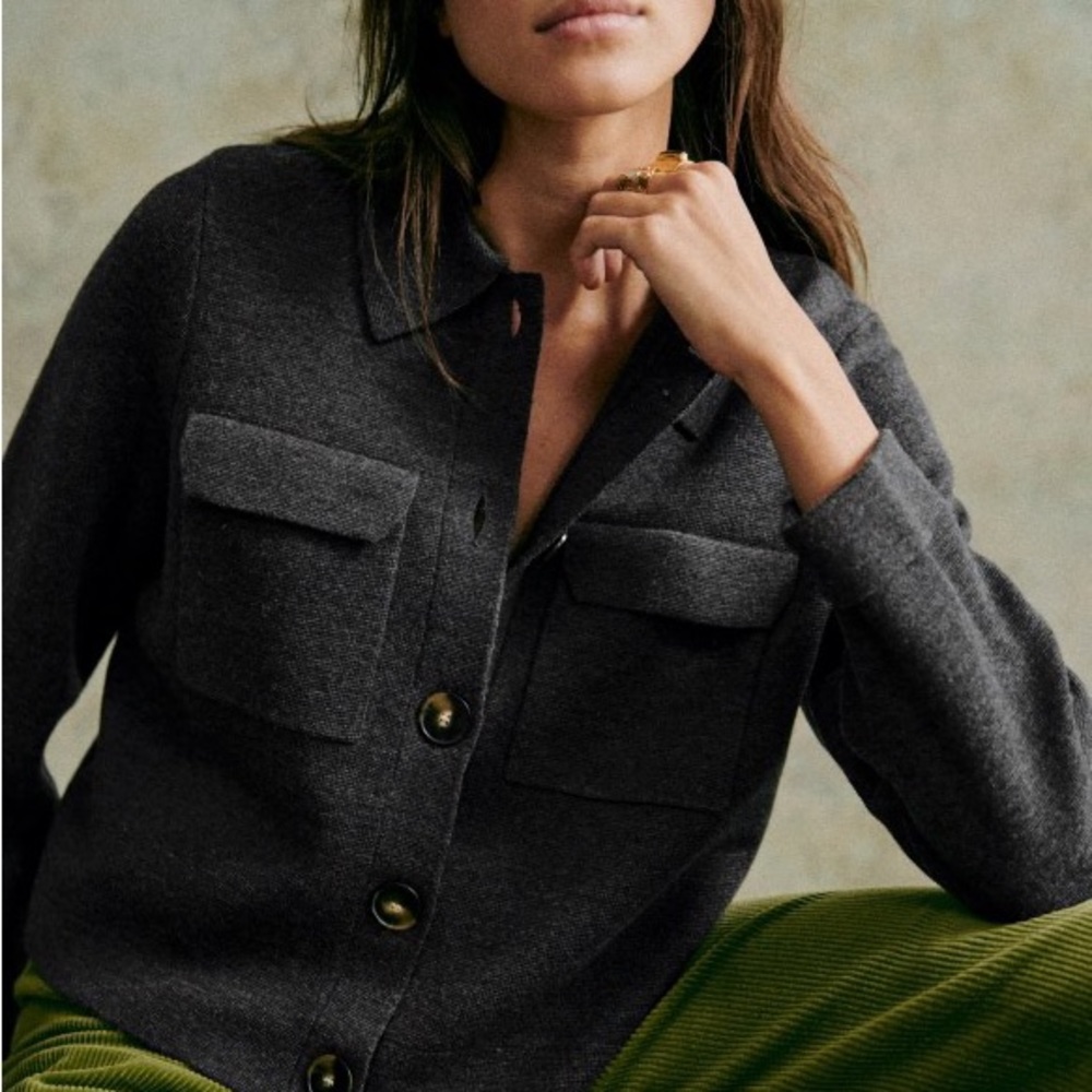 Sezane BETTY CARDIGAN Charcoal Grey with flaw (misprint on the label)